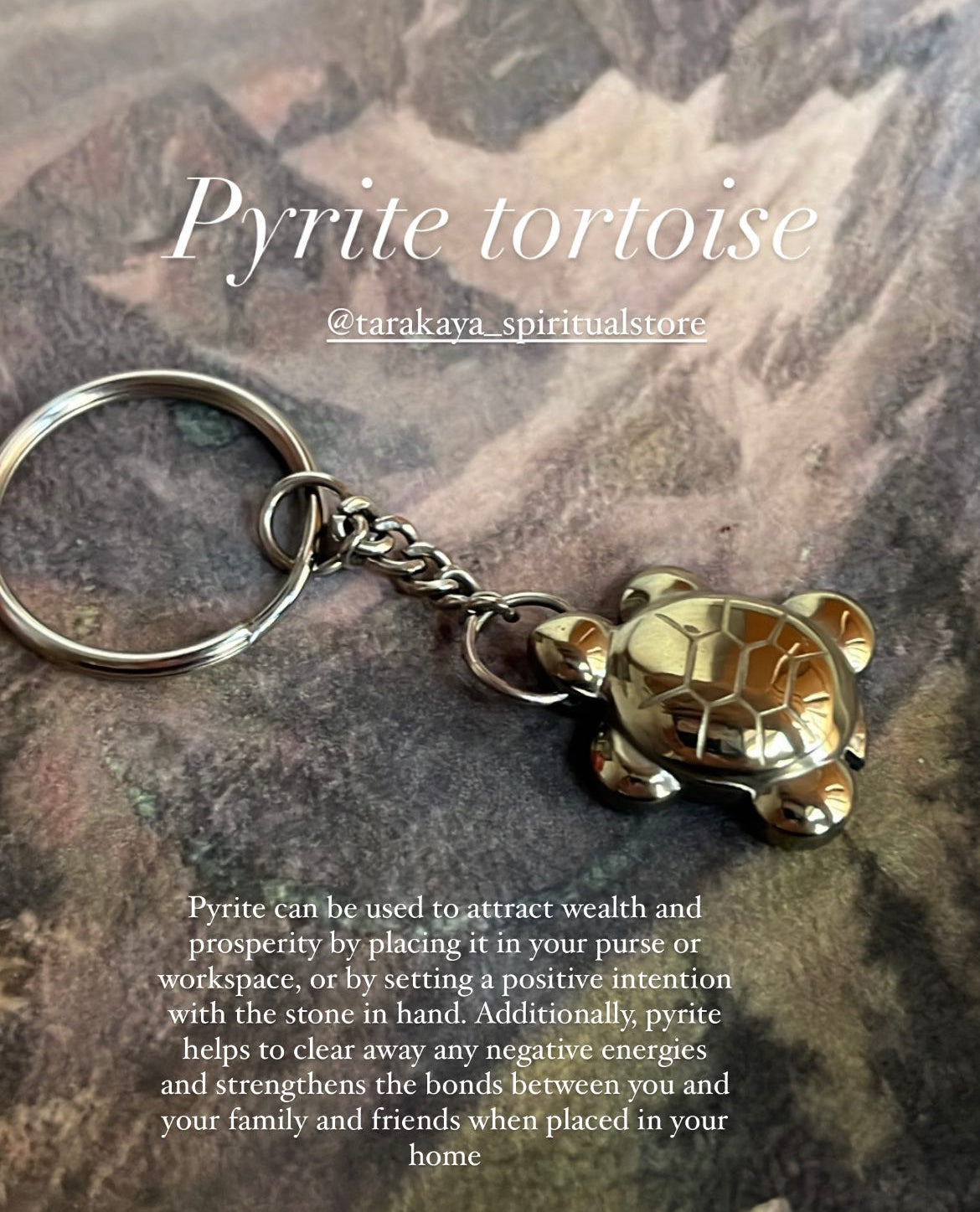 Pyrite Tortoise Key Ring