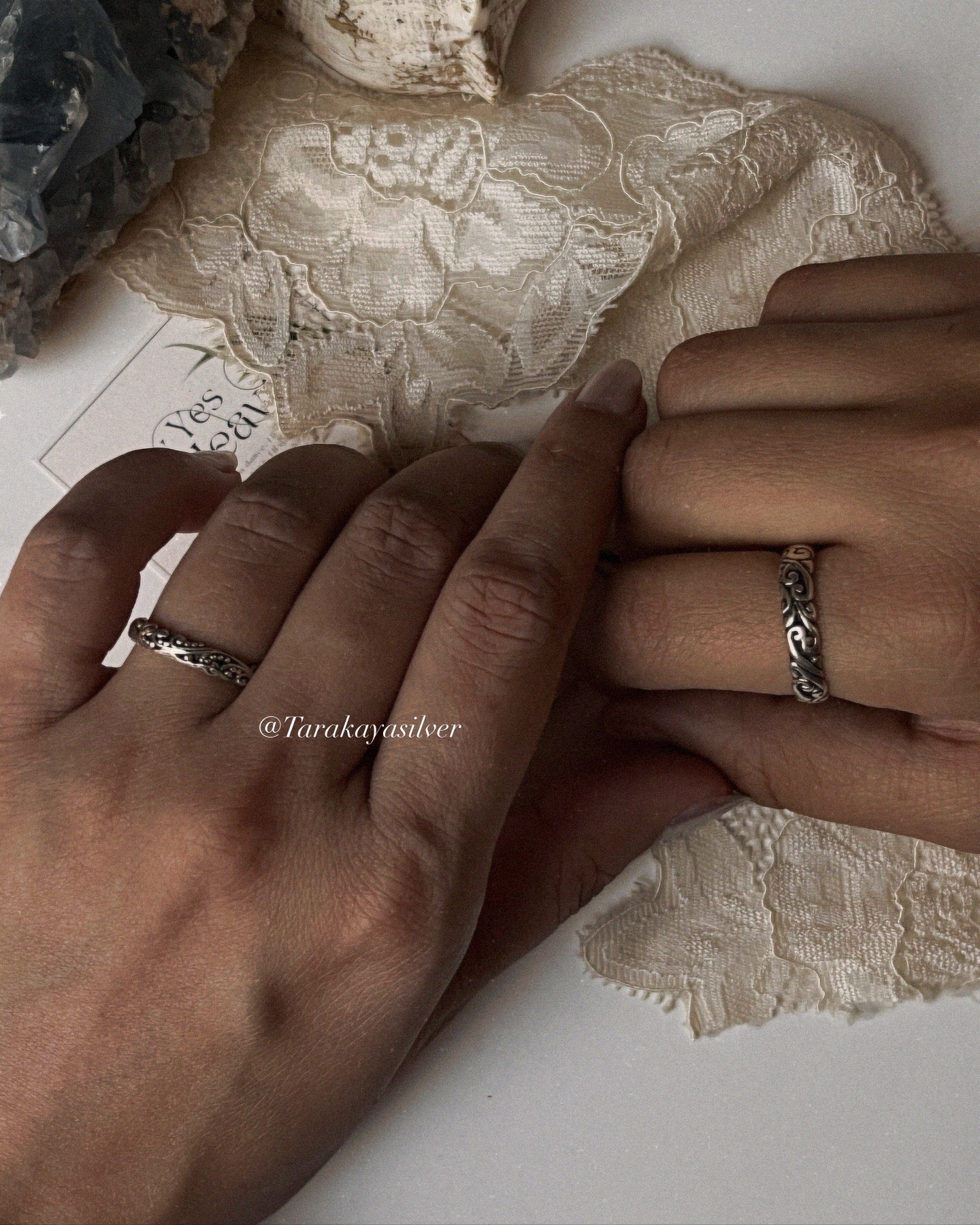 Boho vintage motif stackable silver rings for a unique style