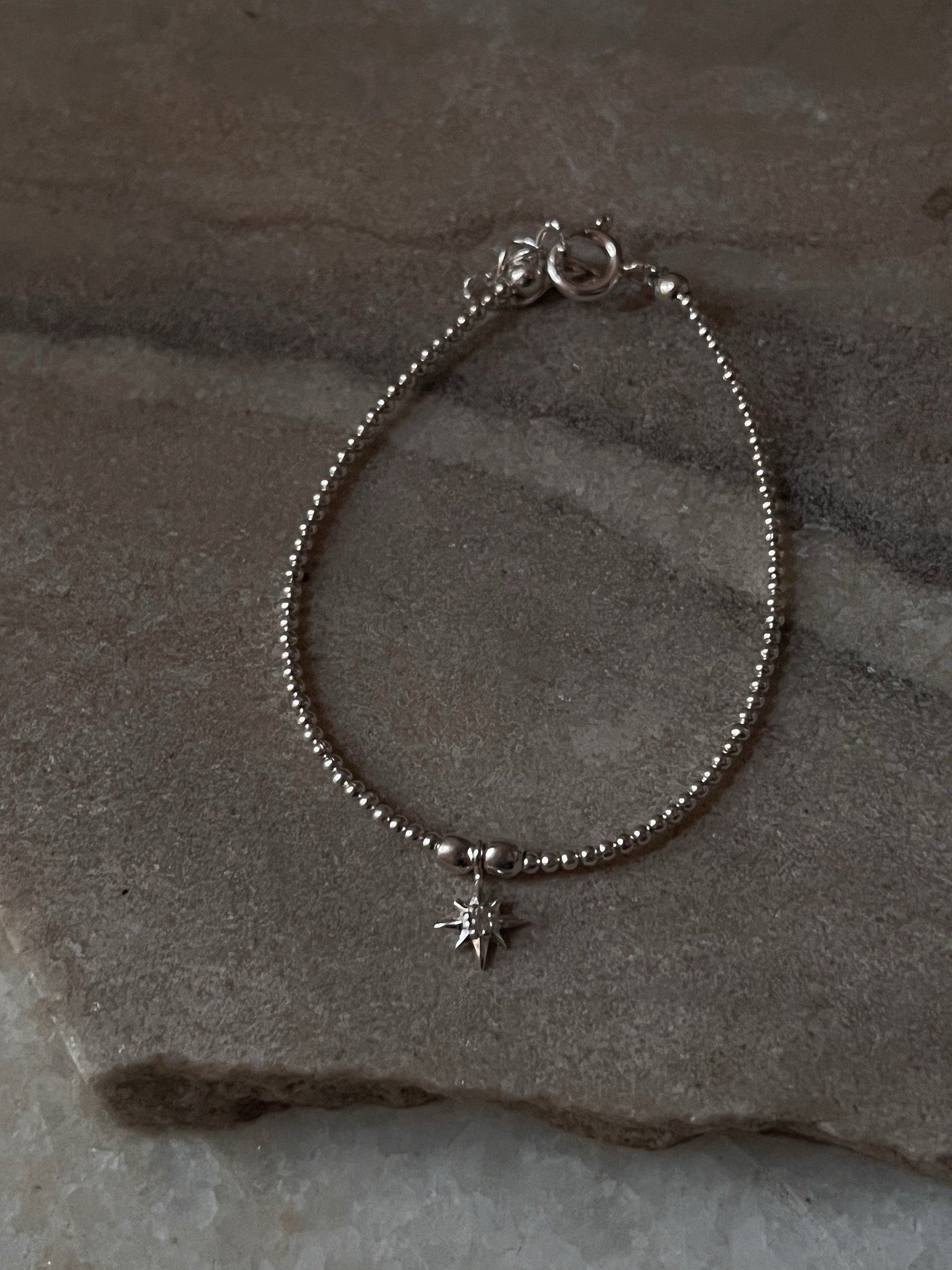 Dainty White Topaz North Star Bracelet in Sterling Silver