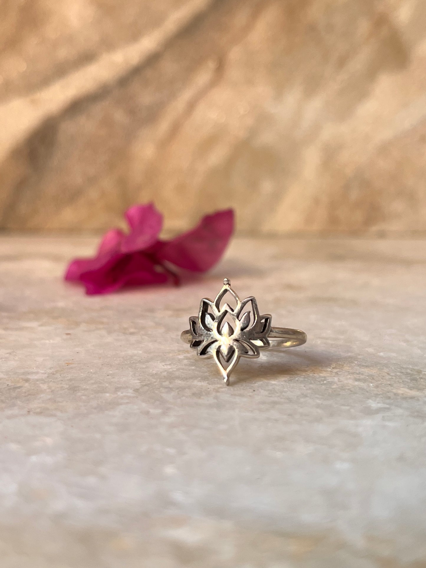 Small Divine Lotus 925 Sterling Silver Ring