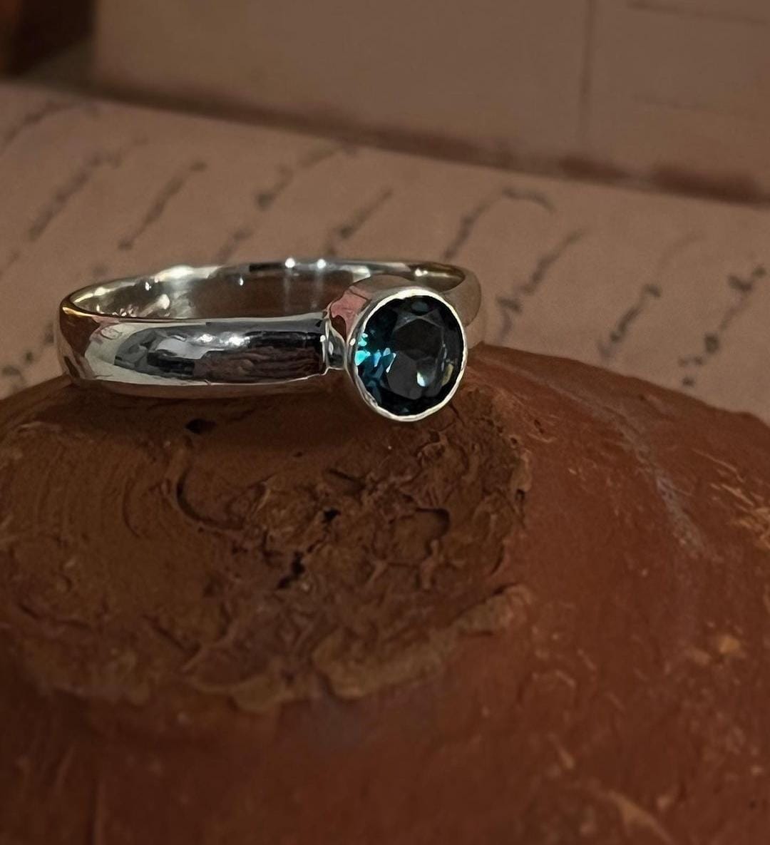 Sterling Silver London Blue Topaz Ring with Bold Design