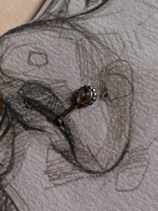 Antique Rawa Flower Silver Clip-On Nose / Helix Earring