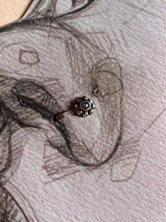 Antique Rawa Flower Silver Clip-On Nose / Helix Earring