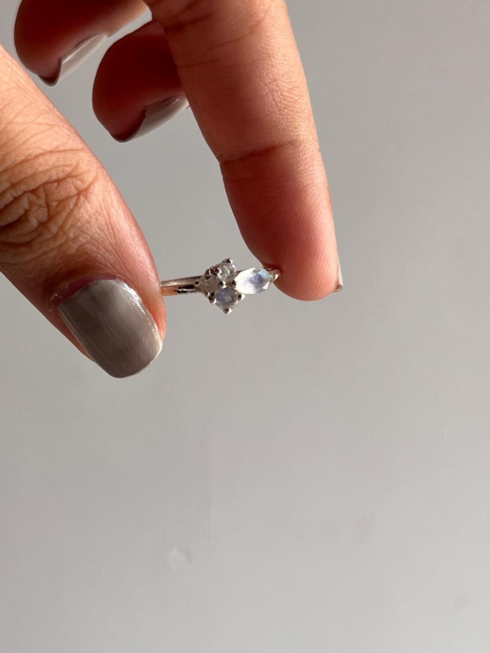 Moonstone Three-Stone Ring for a Radiant Look