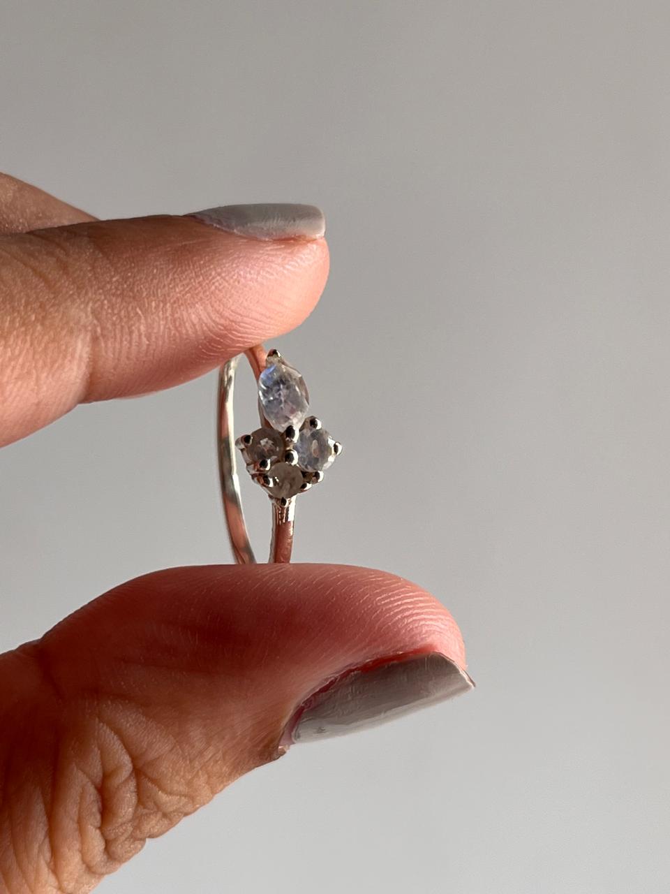 Handcrafted Silver Ring with Three Moonstones