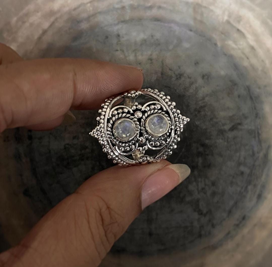 Moonstone Rawa Bohemian 925 Sterling Silver Ring