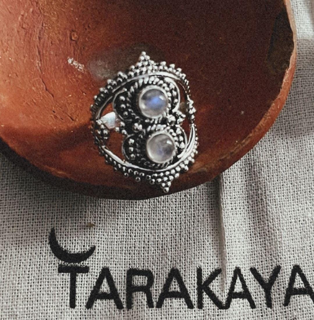 Moonstone Rawa Bohemian 925 Sterling Silver Ring