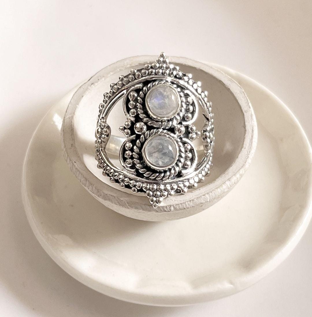 Moonstone Rawa Bohemian 925 Sterling Silver Ring