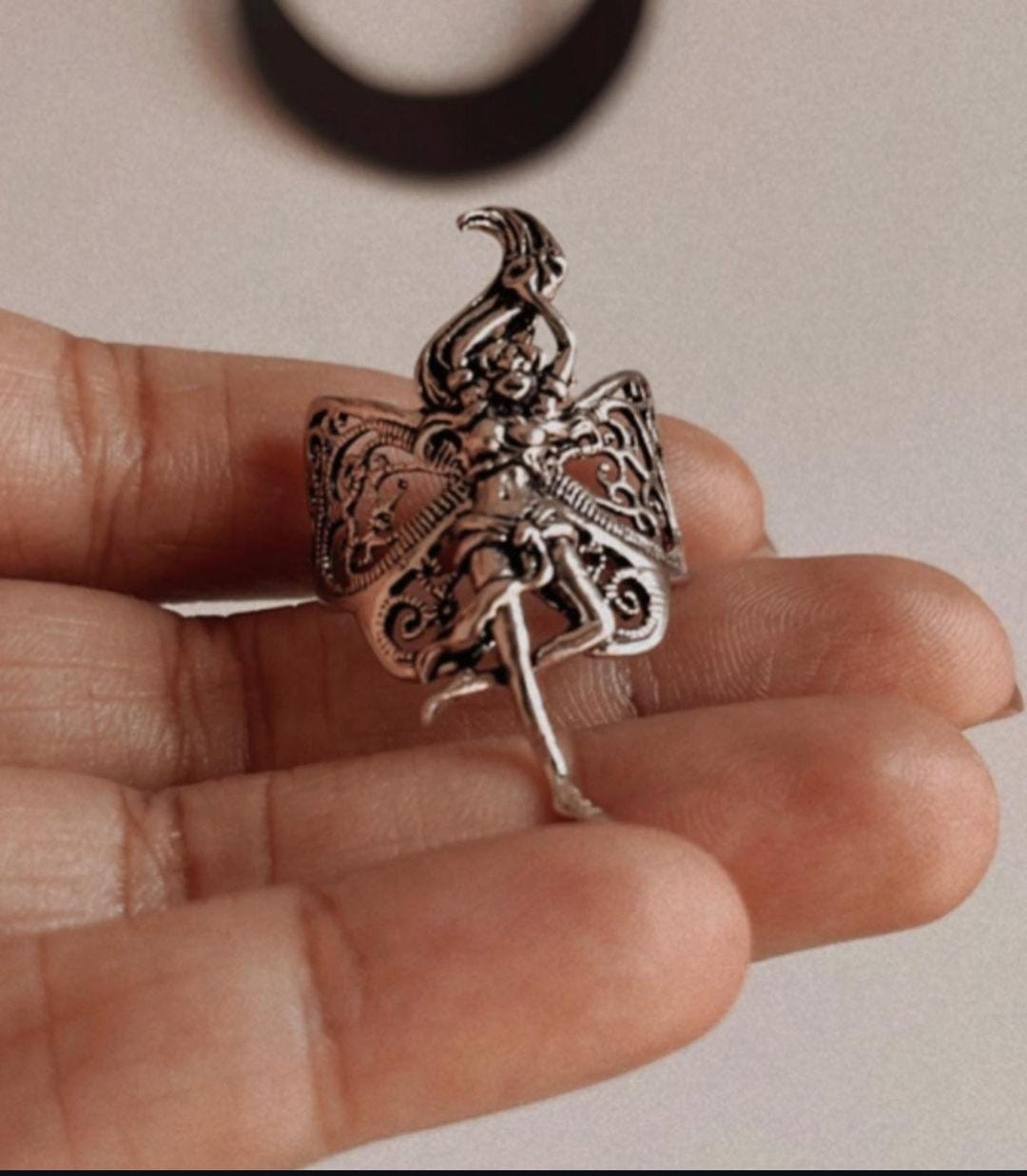 Elegant Dancing Mystic Angel filigree adjustable silver 925 ring