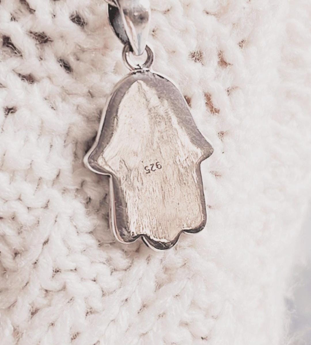 Silver Pendant Featuring Amethyst and Hamsa Hand Symbol