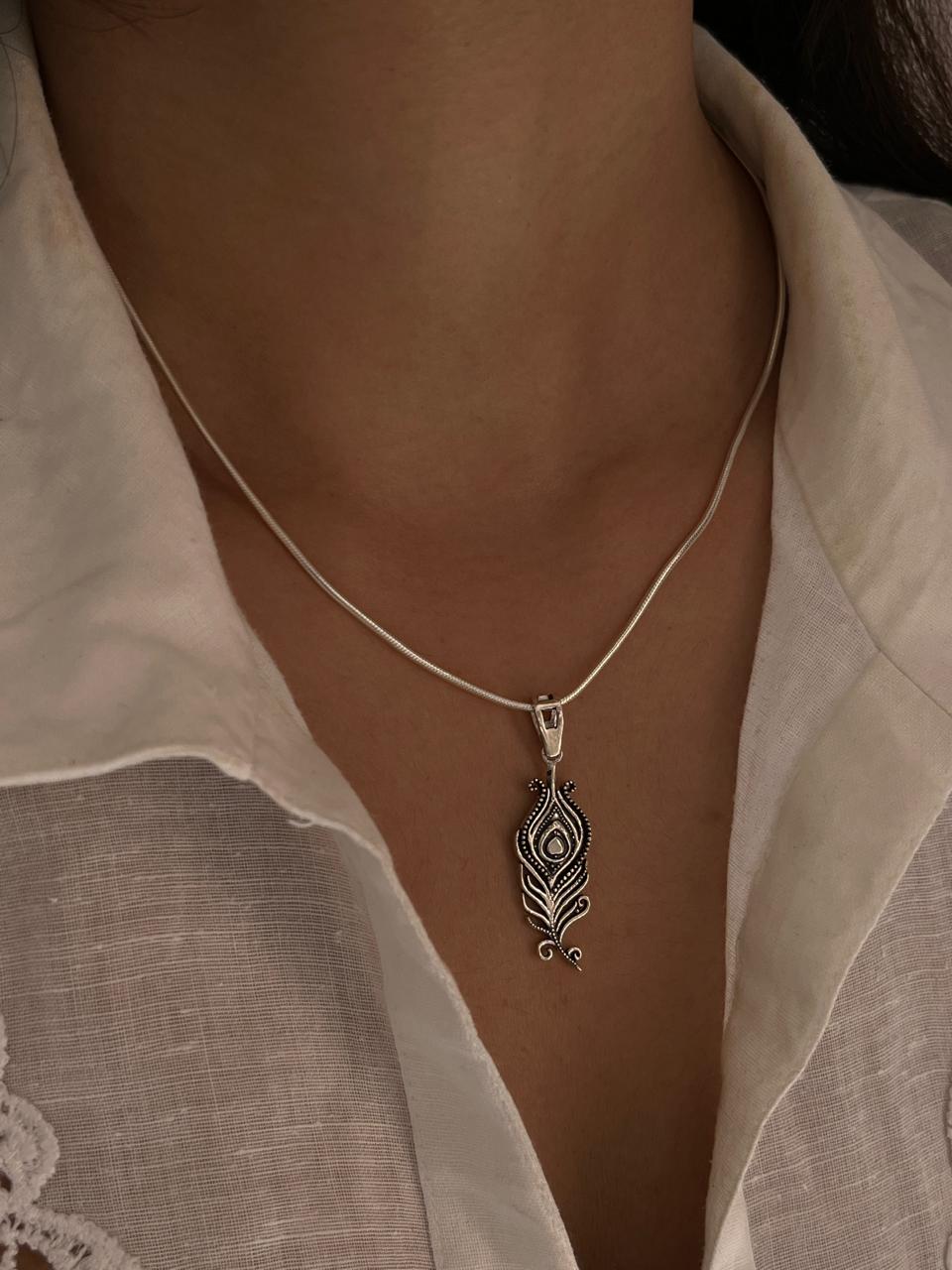 Sterling Silver Pendant Featuring Mor Pankh Symbol