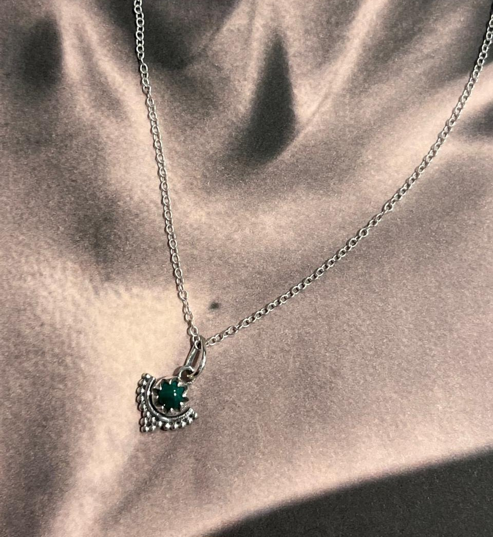 Charming Malachite Boho Small Silver Pendant for Everyday Wear
