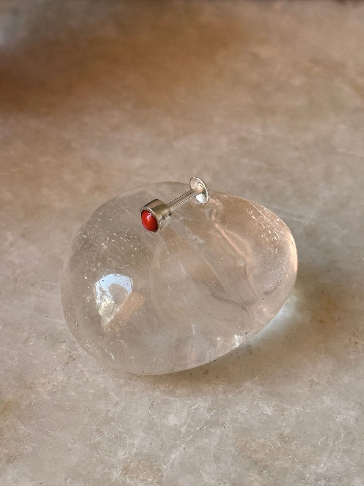 925 Sterling Silver Red Onyx South Screw Back Minimal Nose Pin