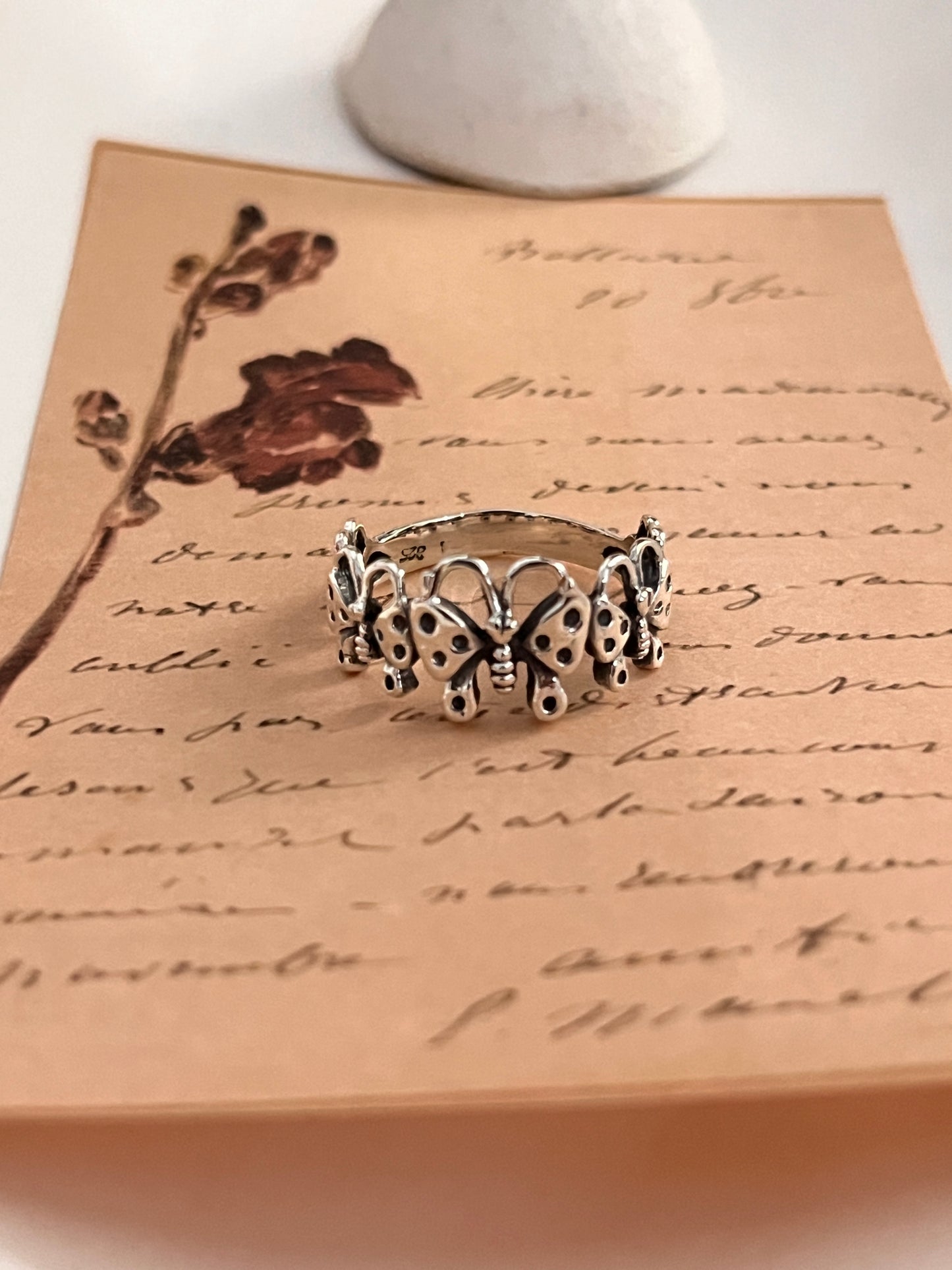 Timeless Butterflies Band Silver Ring for Women
