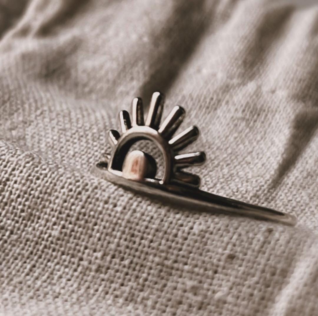 Handcrafted sunrise ring in sterling silver