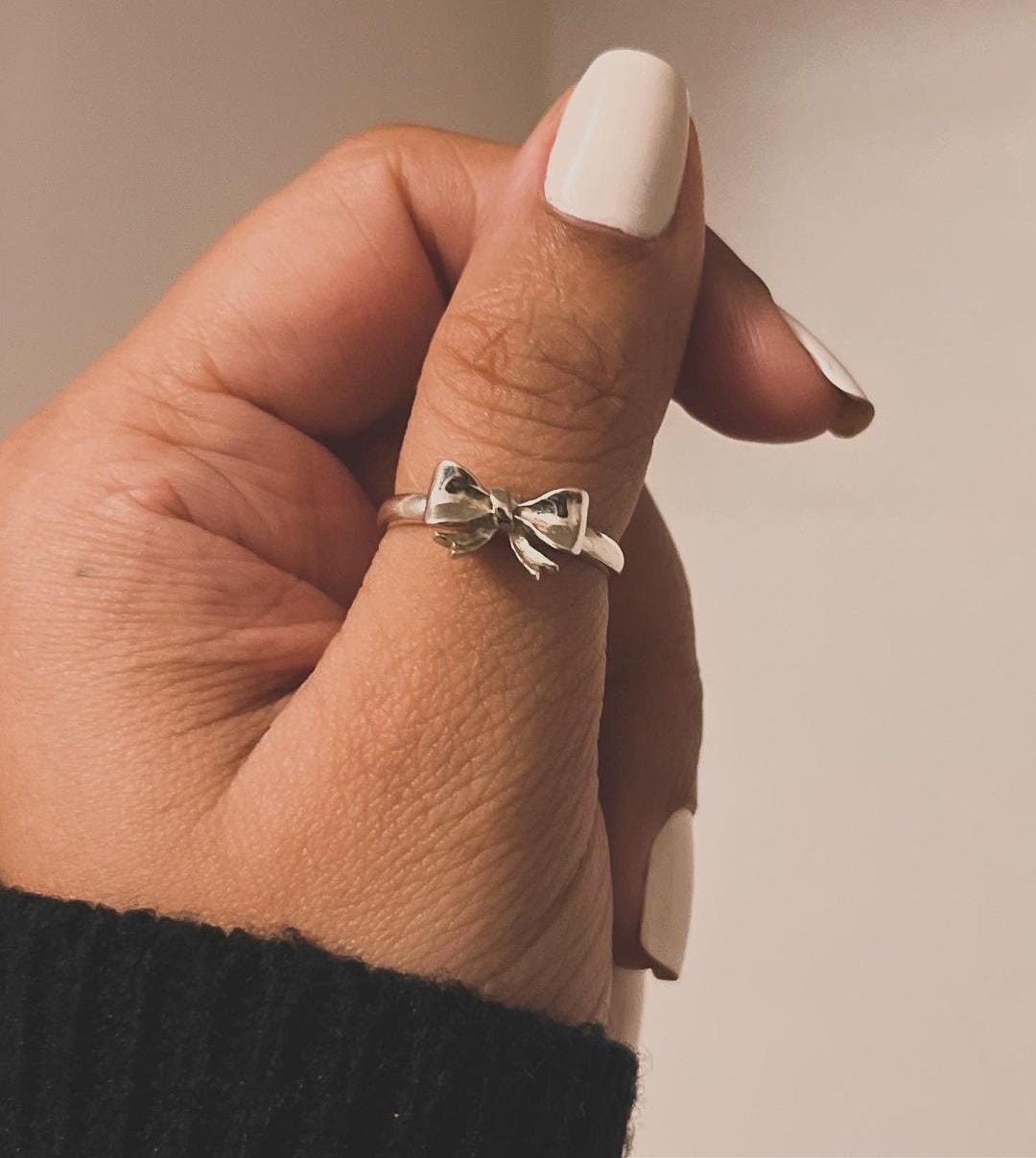 Chic Bow Design Silver Ring