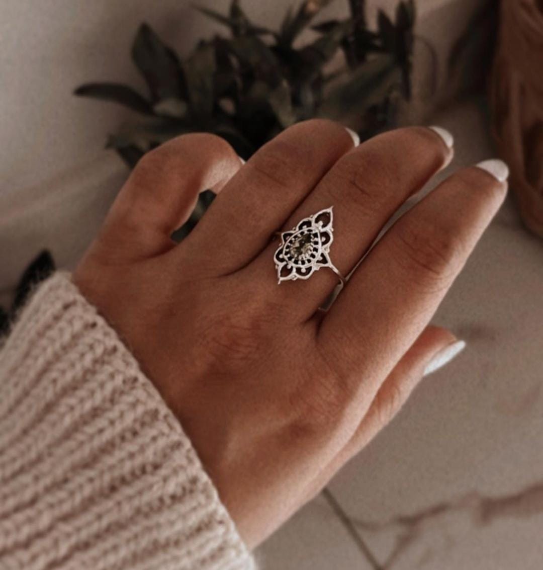 Bohemian Peridot Silver Ring