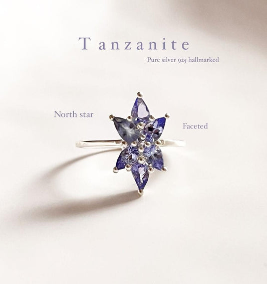 Tanzanite NorthStar sterling silver ring