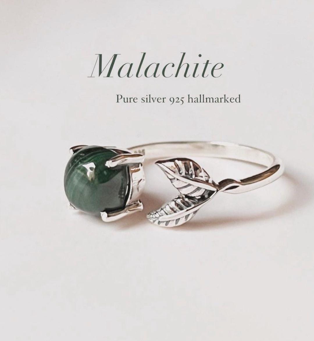 Malachite Forest Enchantment Silver Ring with Nature-Inspired Design