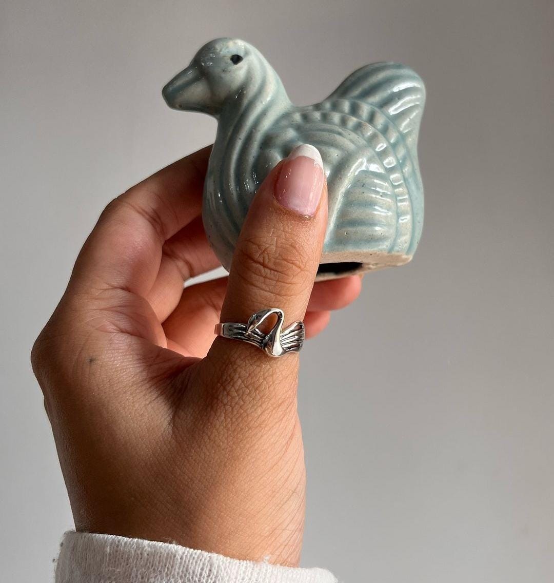 925 sterling silver swan ring