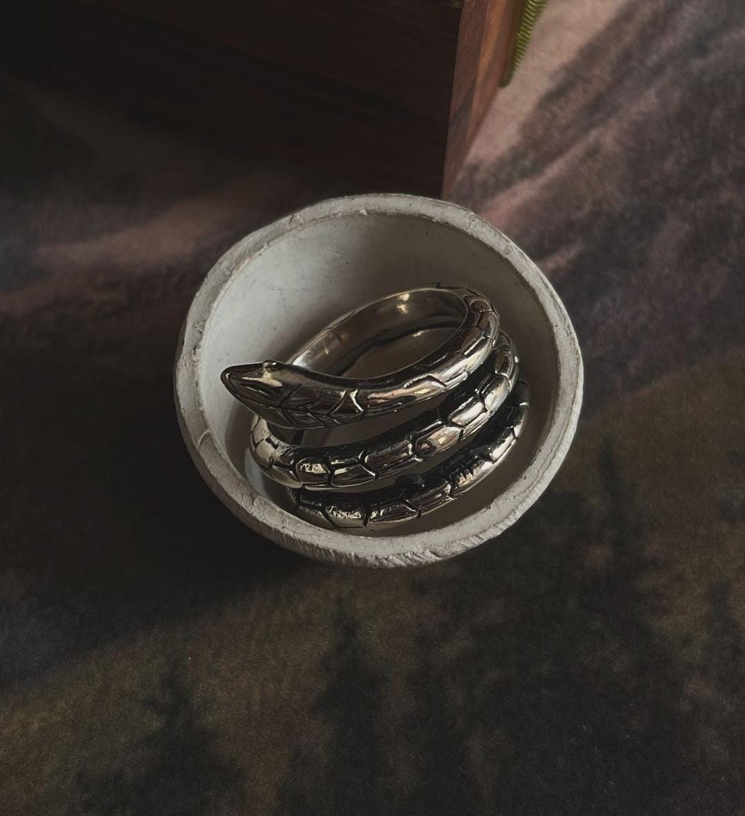 Sleek and bold serpent chunky silver ring