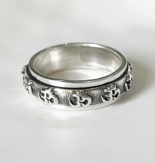 Sterling Silver Om Aum Spinner Ring