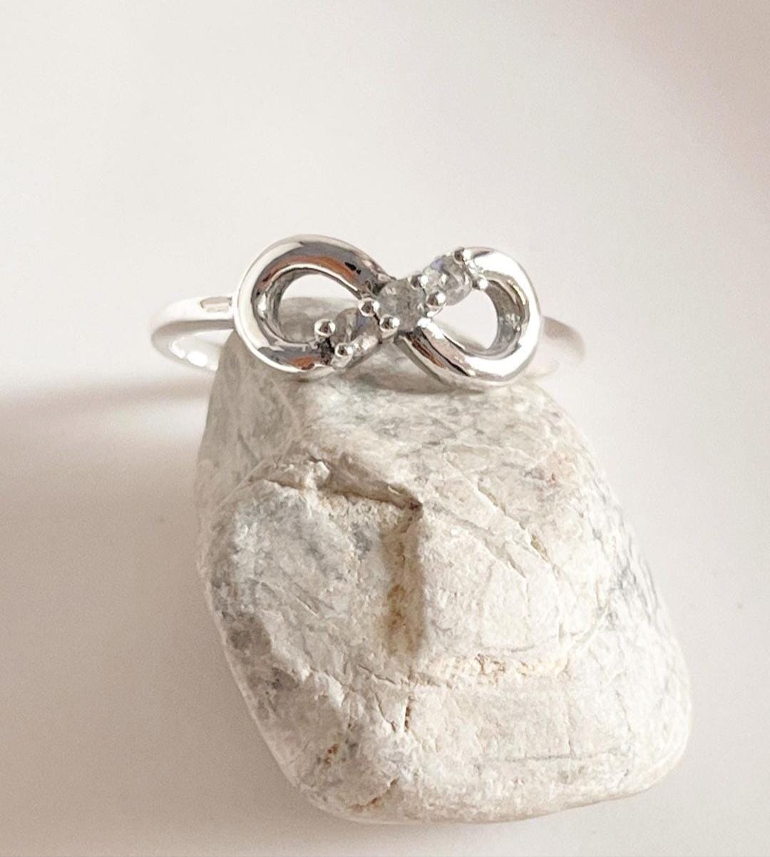 Handcrafted Moonstone Infinity Ring in Sterling Silver