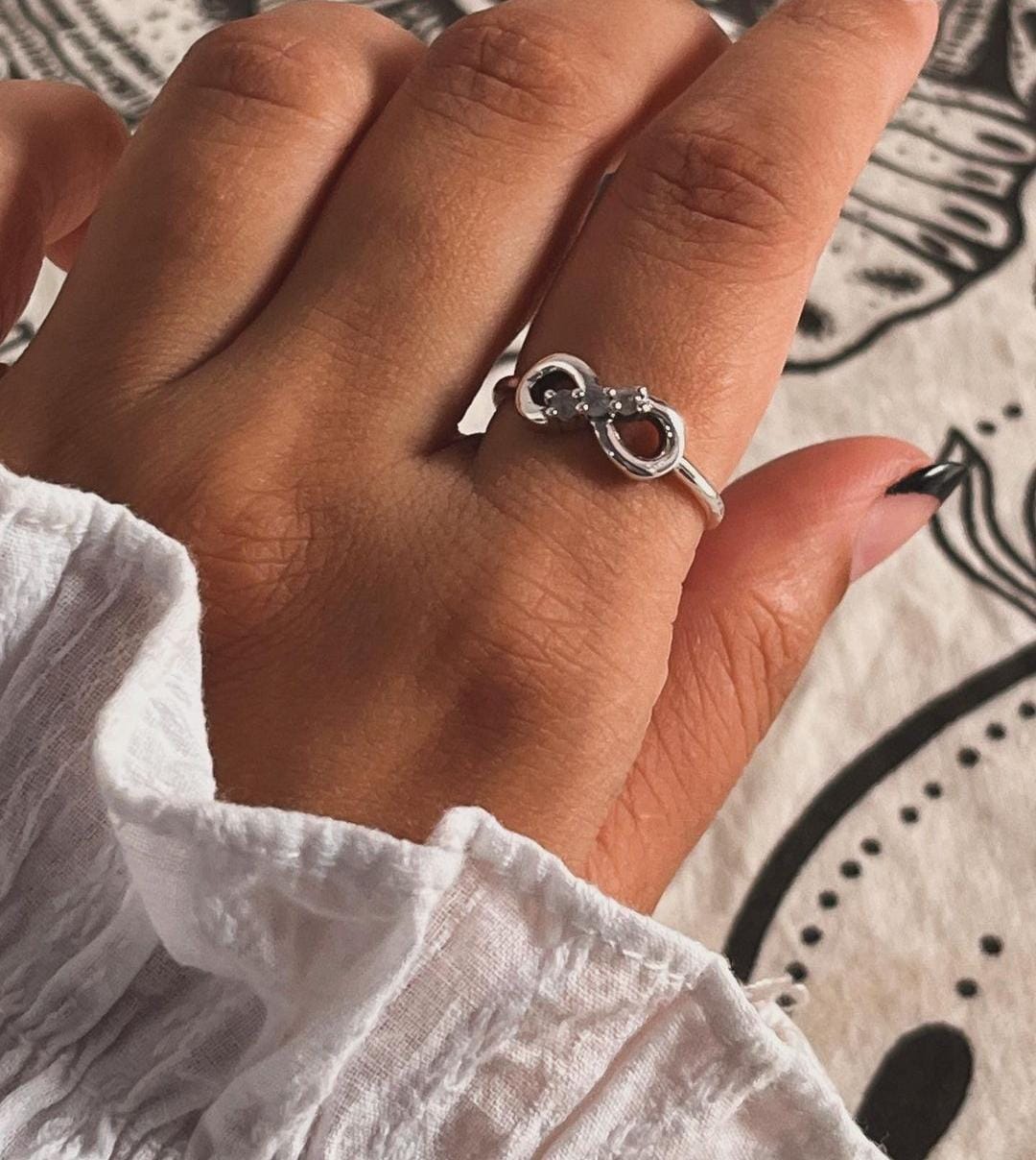 Elegant Moonstone Infinity Silver Ring