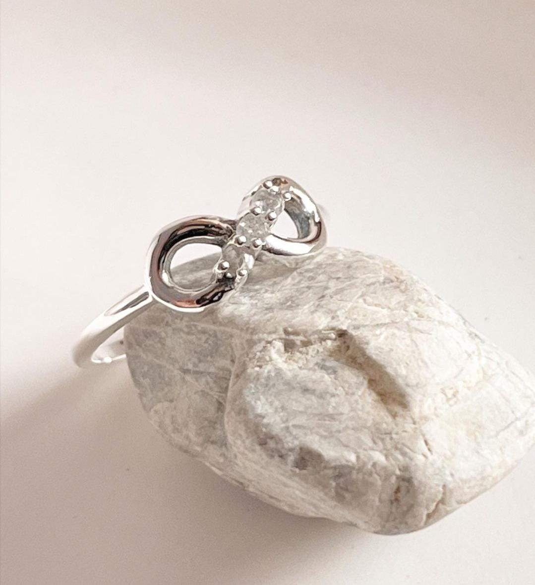 Sophisticated Moonstone Infinity Ring in Sterling Silver
