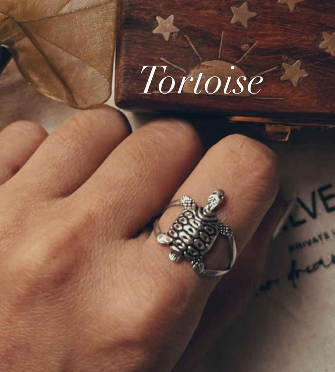 Unique Tortoise 1 motif sterling silver ring
