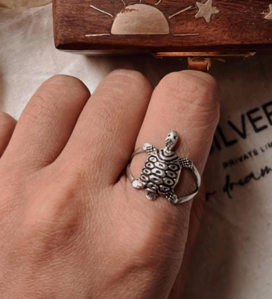 Nature-inspired Tortoise 1 silver ring