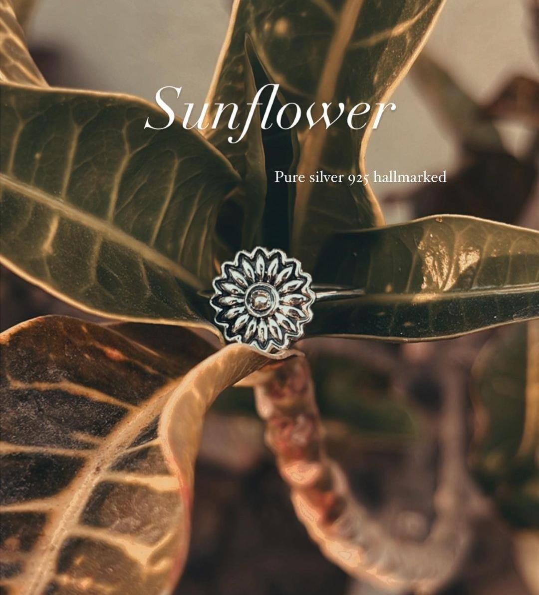 925 sterling silver sunflower ring