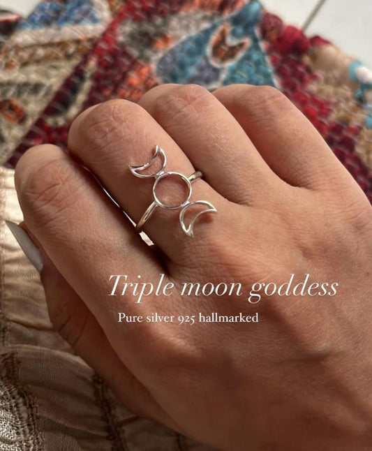 Triple Goddesses sterling silver ring