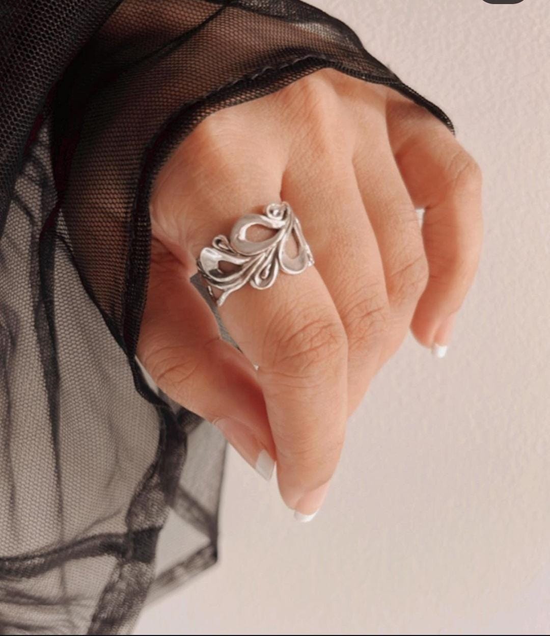 925 sterling silver thick vintage filigree ring