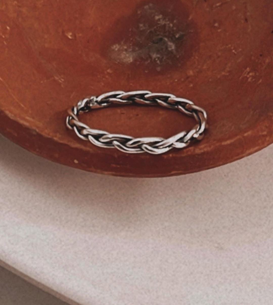 Handcrafted Loose Braided Band Silver Ring for Timeless Fashion