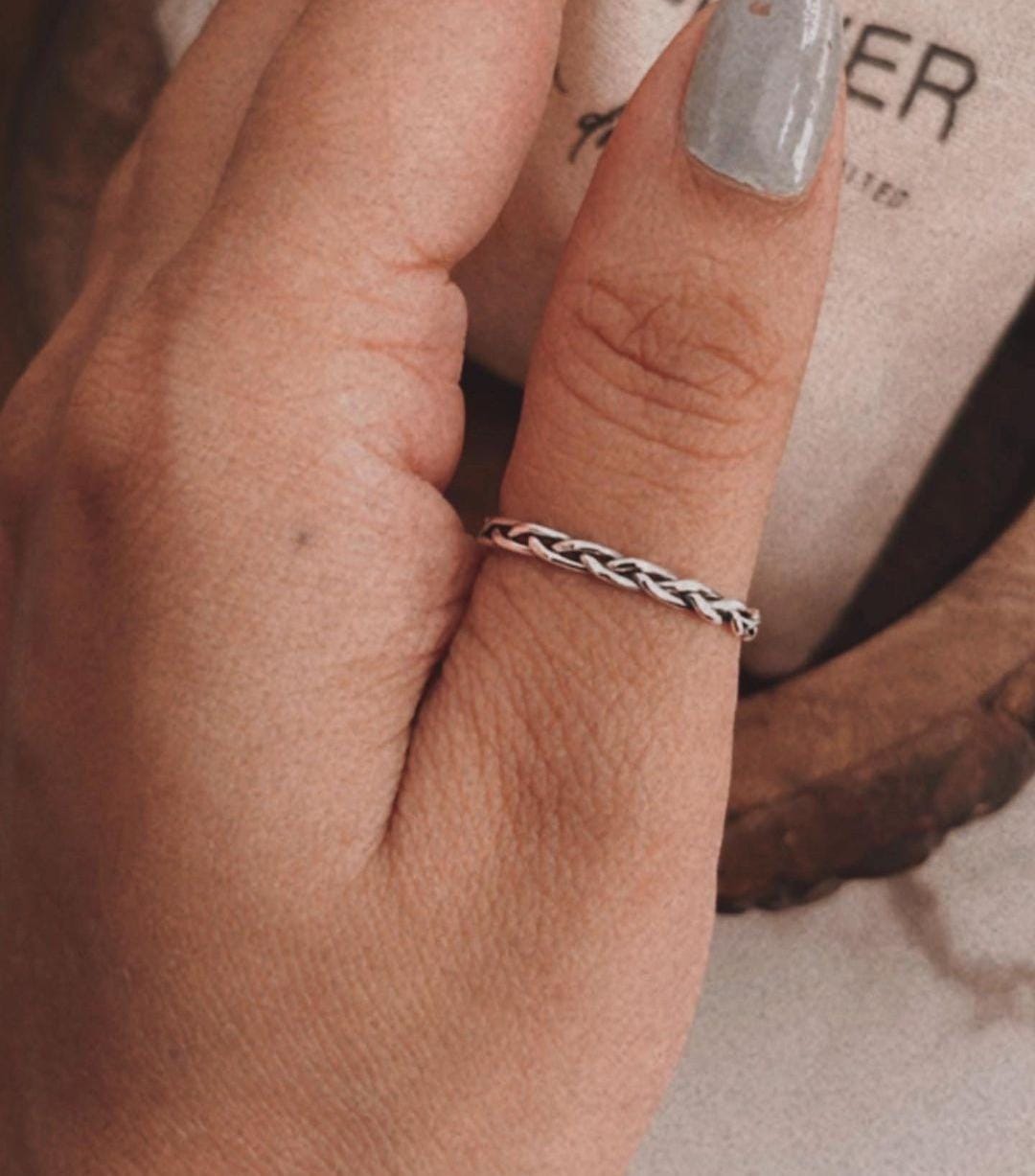 Sleek Loose Braided Band Silver Ring for Everyday Wear