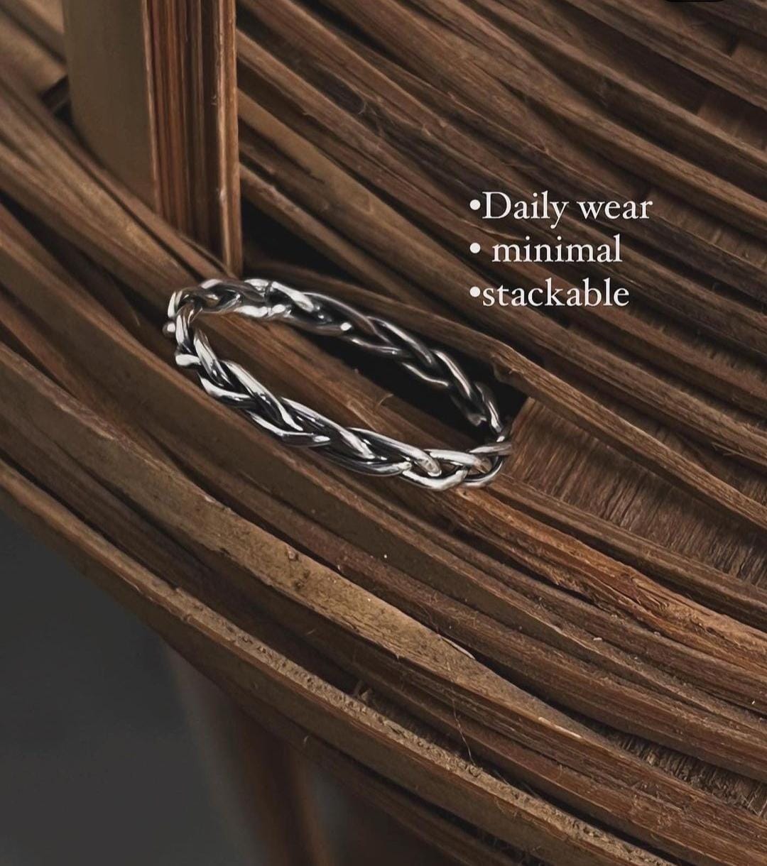 Contemporary Loose Braided Band Silver Ring for Modern Fashion