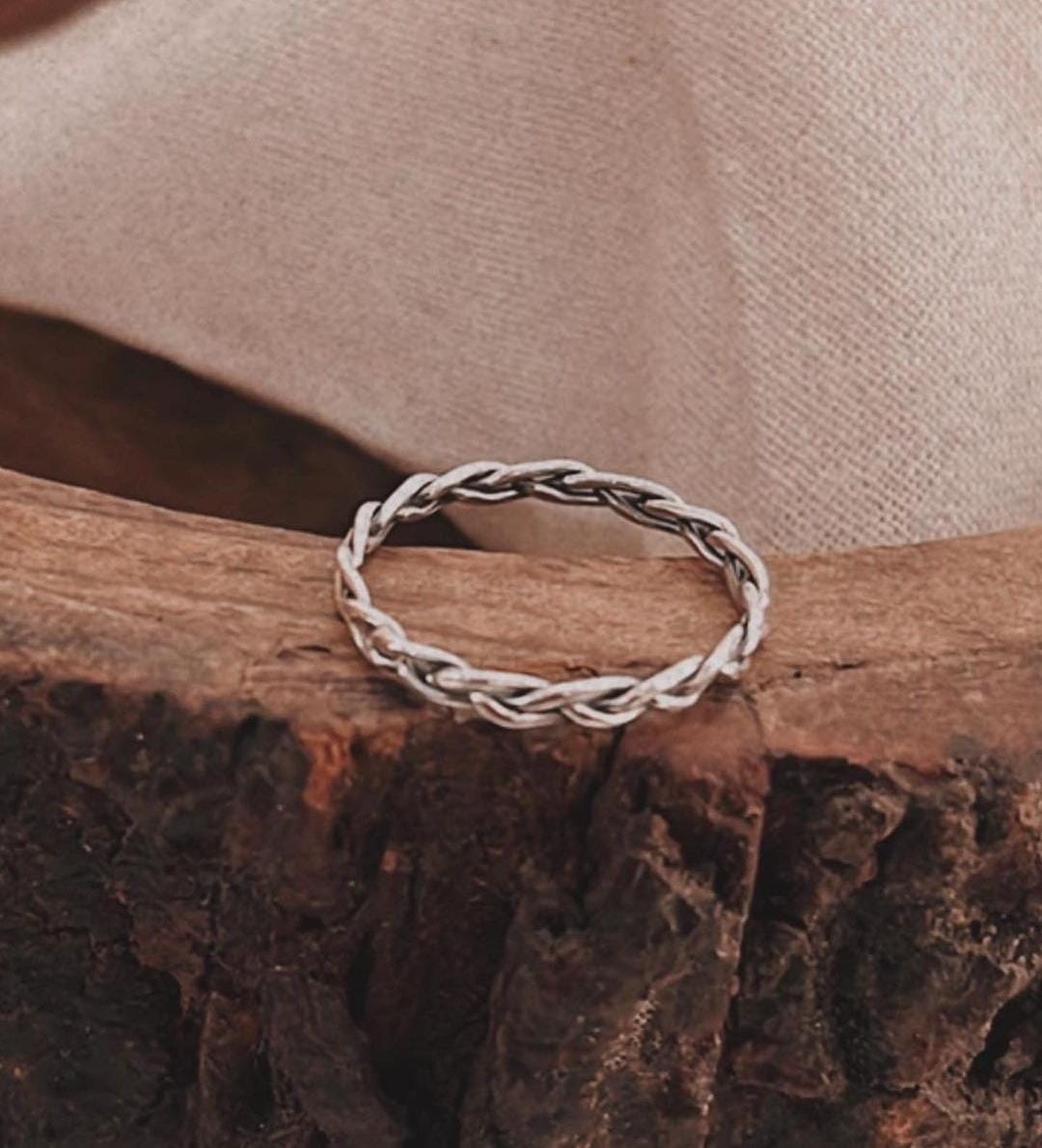 Sterling Silver Braided Band Ring with Loose, Relaxed Design