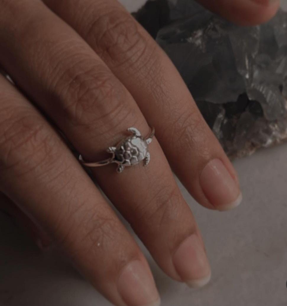 Stylish Tortoise 2 silver ring for nature lovers