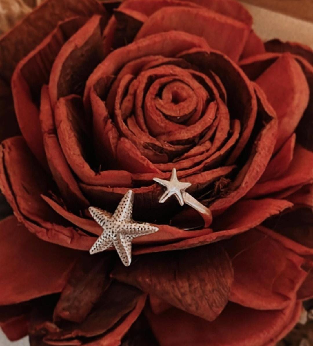 Handcrafted starfish adjustable silver ring
