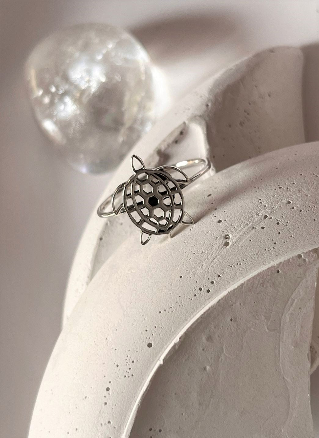 925 sterling silver tortoise filigree ring
