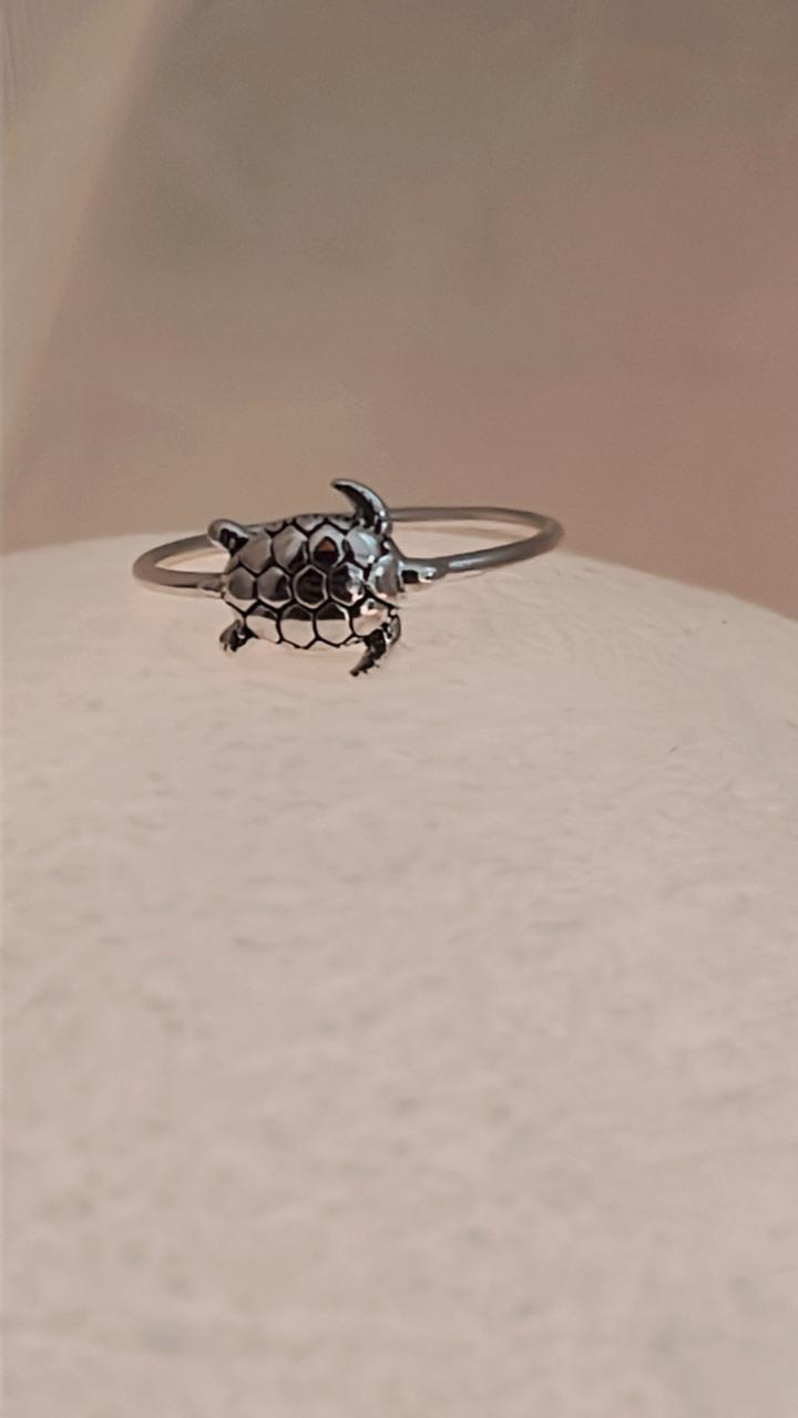 Unique Tortoise 2 motif silver ring