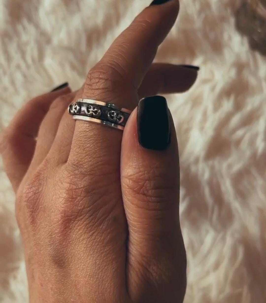 Sterling Silver Spinner Ring with Om Aum Symbol