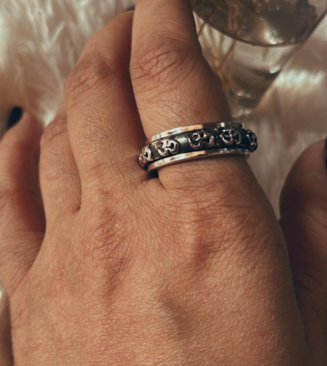 Om Aum Symbol Spinner Ring for Meditation