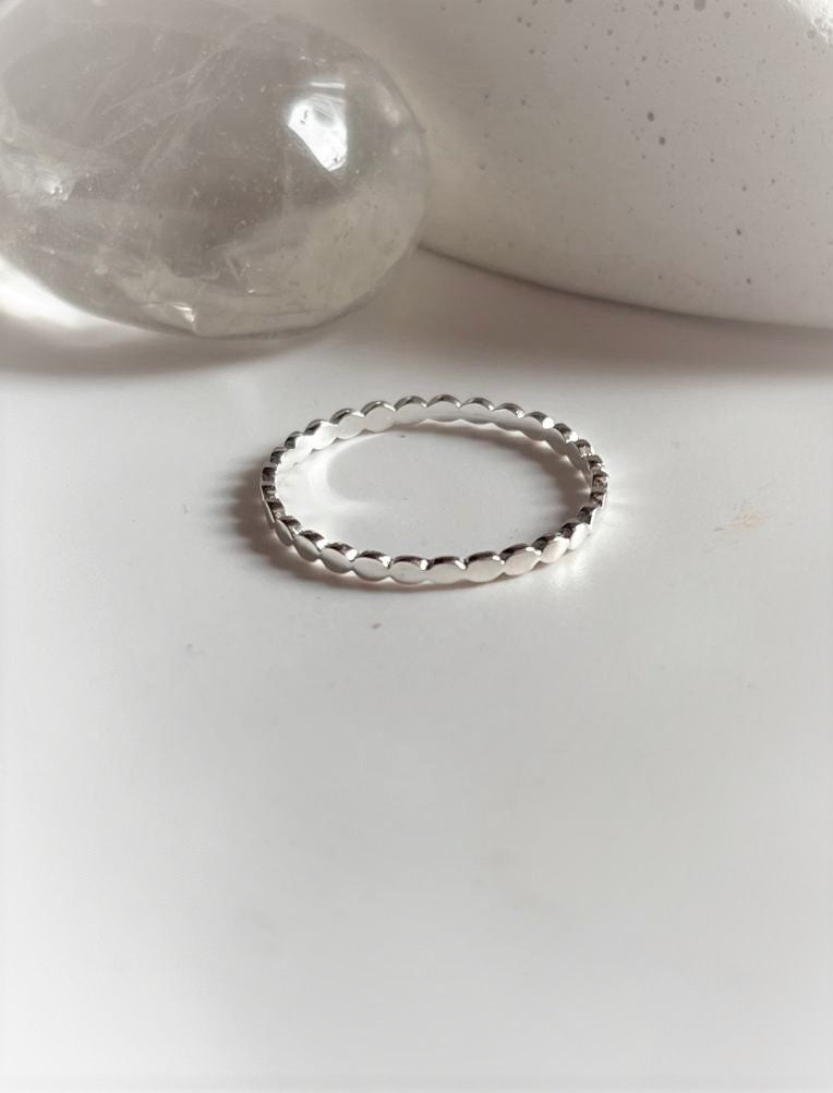 Handcrafted dot band stackable ring in high-quality silver 925