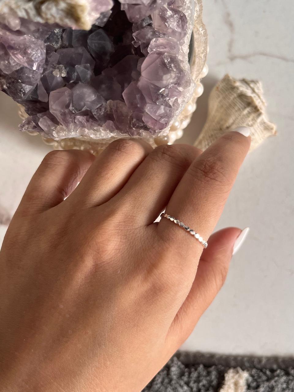 Versatile dot band stackable silver 925 ring perfect for layering