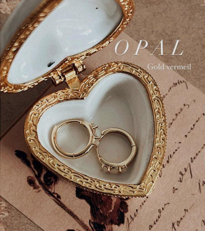 Elegant opal huggie earrings in gold vermeil and silver