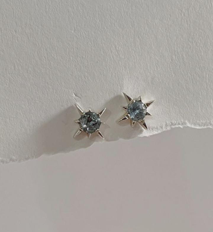 Cosmic North Star Blue Topaz Silver Studs
