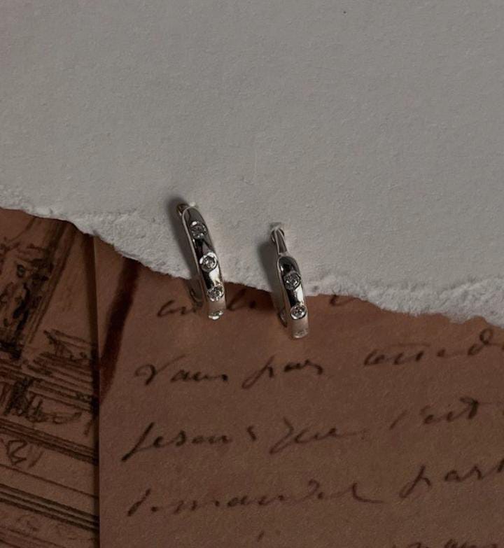 Simple CZ Silver Huggie Earrings
