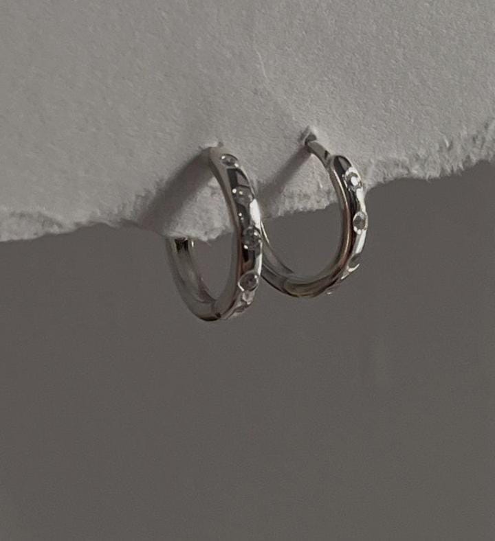 Sleek CZ Silver Huggie Earrings